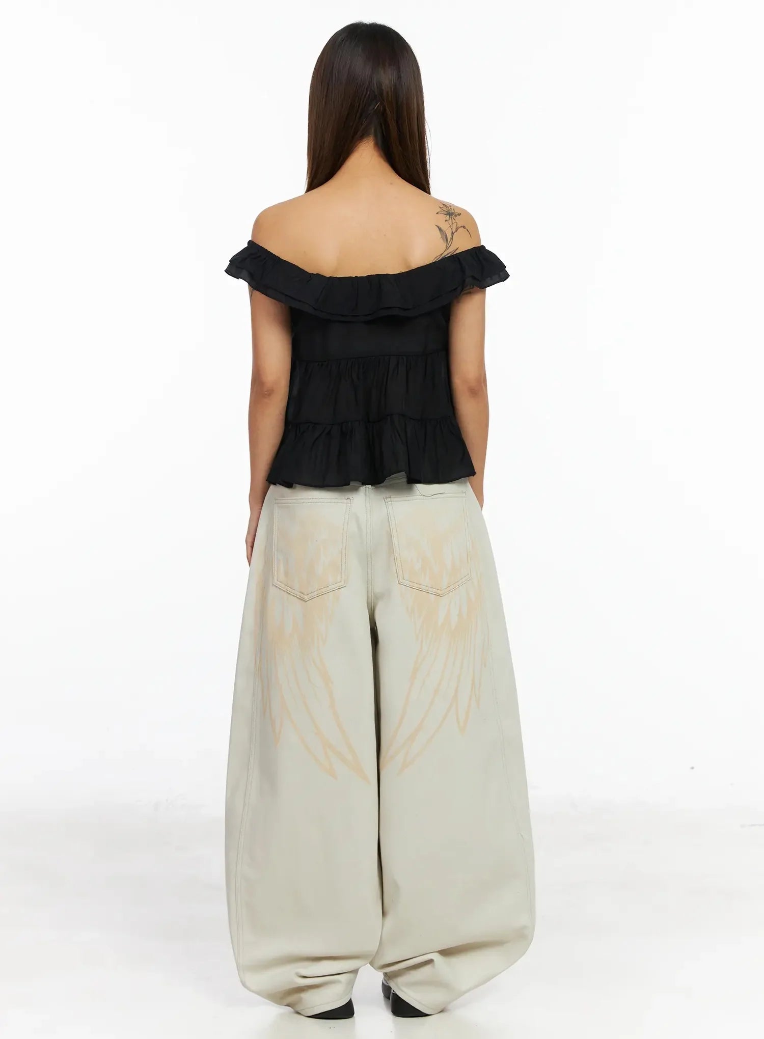 Juniper Wing Print Baggy Jeans IA527
