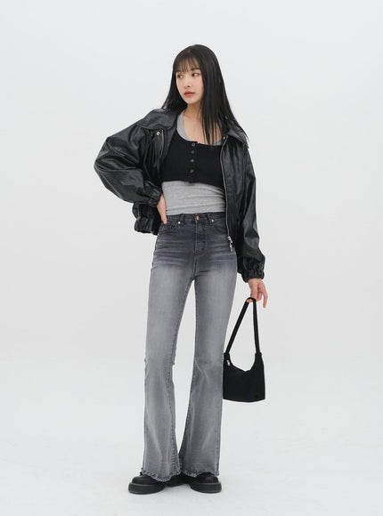 Veste courte en faux cuir J19