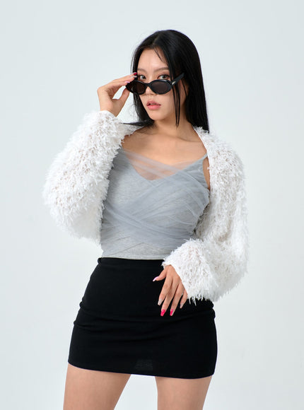 Mesh Detail Crop Sleeveless Top IN25