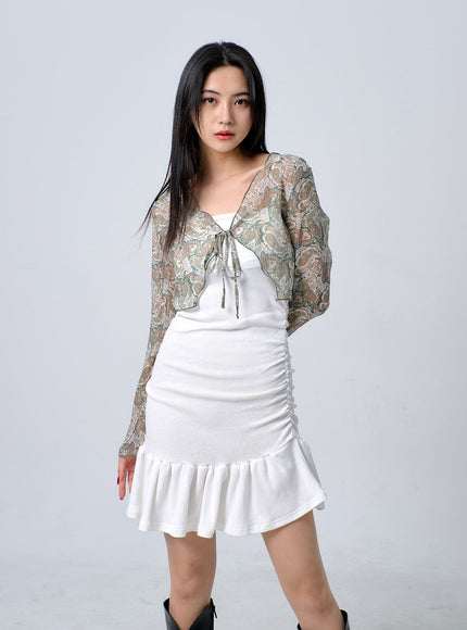 Thin Strap Frill Mini Dress BJ331