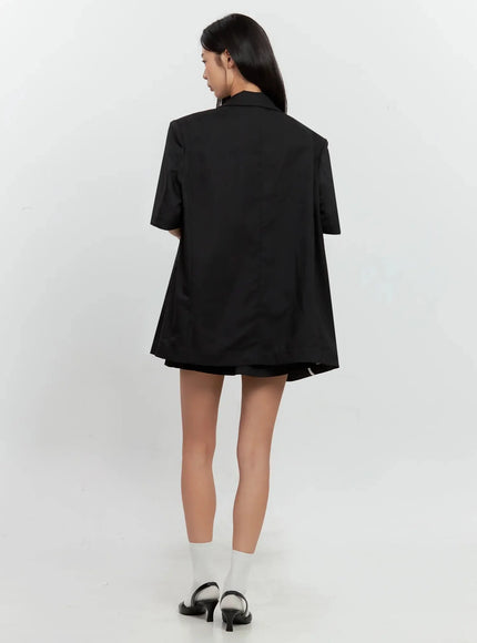 Short-Sleeve Blazer Jacket IL528