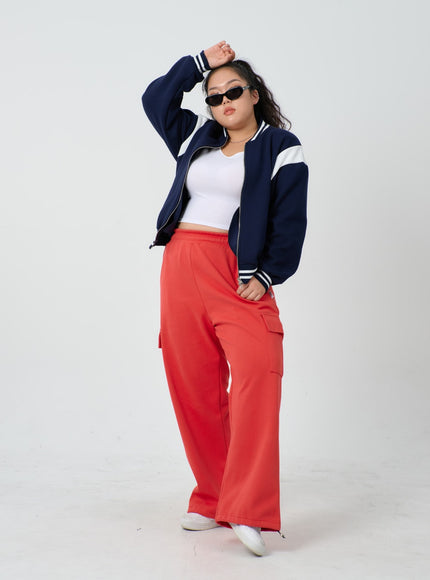 Plus U-Neck Long Sleeve Cropped Top ID27