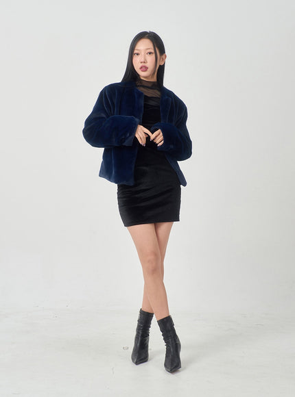 Velvet Off-Shoulder Mesh Neck Mini Dress BD23