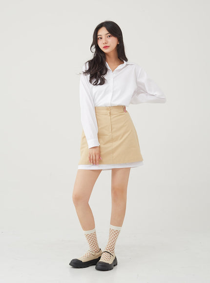 Basic Tone Down Color Crop Shirt BG23