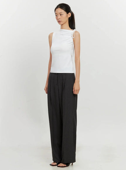 Asymmetric High Neck Tank Top IL528