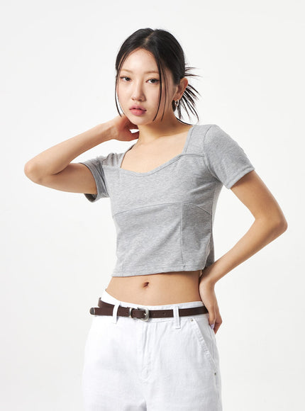 Heart Neck Cropped Tee CA320