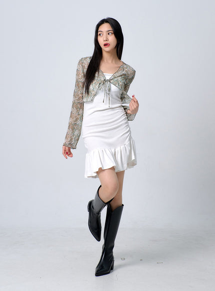 Thin Strap Frill Mini Dress BJ331