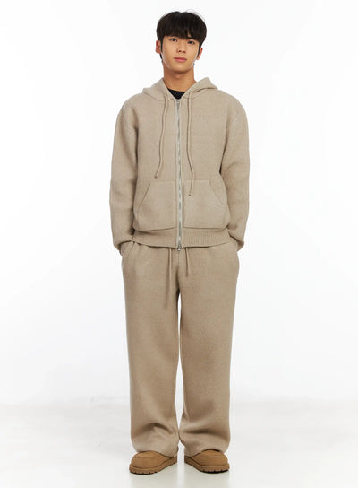 men-s-two-way-knit-zip-up-hoodie-if504 / Beige