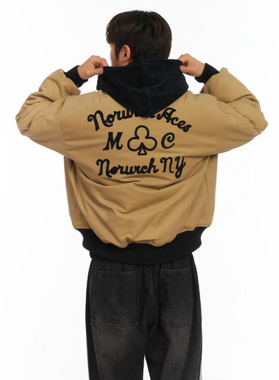 mens-back-graphic-bomber-jacket-ij514 / Beige