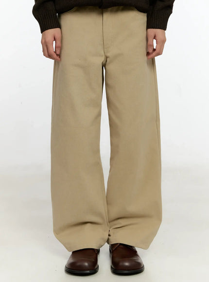mens-classic-wide-leg-cotton-pants-in503 / Beige