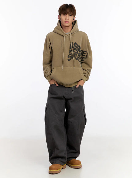 mens-vintage-graphic-hoodie-in528 / Beige