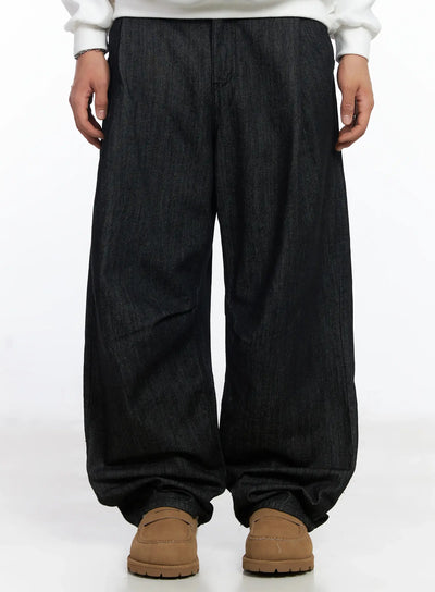 mens-pintuck-curved-fit-jeans-ij527 / Black