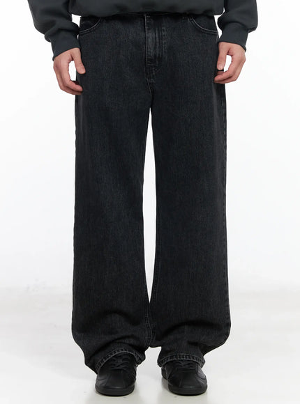 mens-baggy-fit-wide-leg-jeans-im518 / Black
