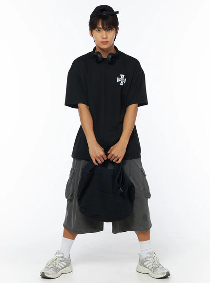 mens-chrome-crack-graphic-t-shirt-iy529 / Black