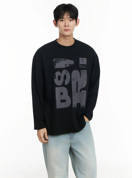 mens-graphic-long-sleeve-shirt-if517 / Black
