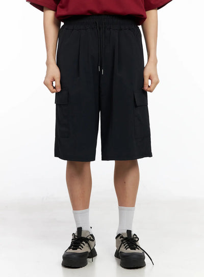 mens-nylon-cargo-bermuda-shorts-ia502 / Black
