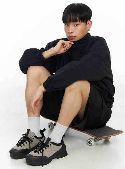 mens-dual-zip-windbreaker-ia502 / Black