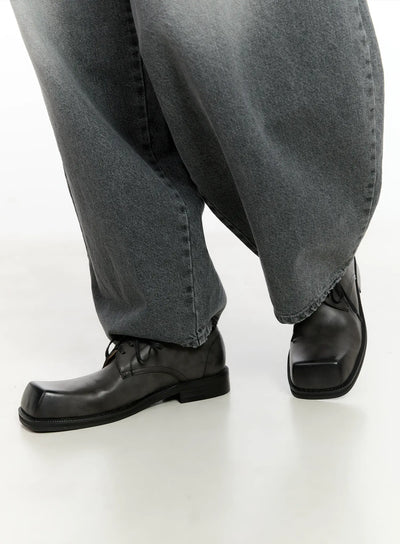 mens-vintage-square-toe-loafers-id502 / Black