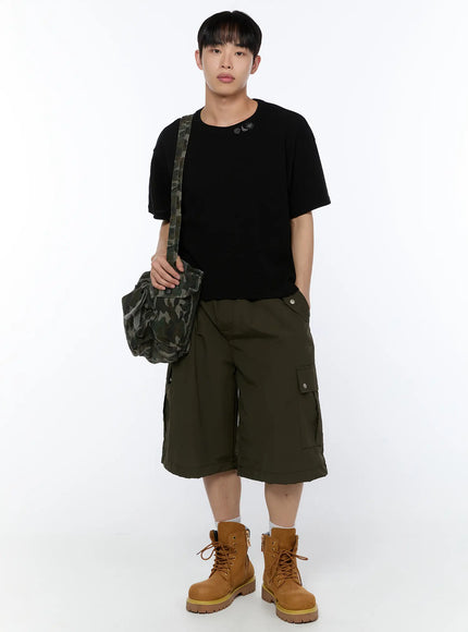 mens-embroidered-waffle-knit-t-shirt-ia520 / Black