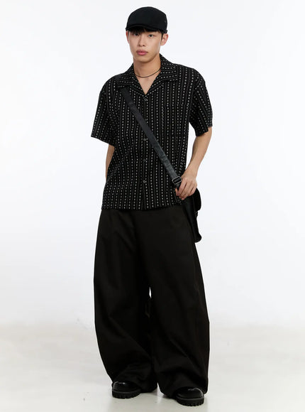 mens-striped-patterned-shirt-ia508 / Black