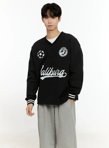mens-v-neck-sporty-sweatshirt-io531 / Black