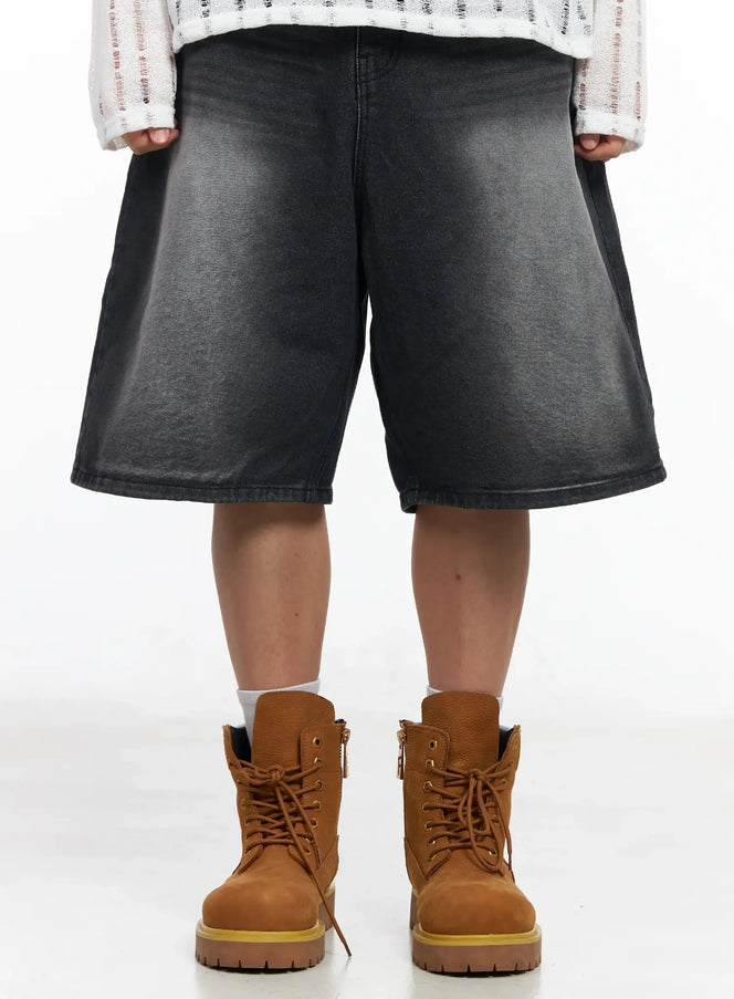 mens-washed-bermuda-jeans-im516 / Black