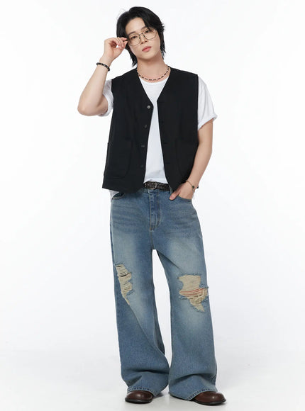 mens-casual-cotton-vest-iy525 / Black