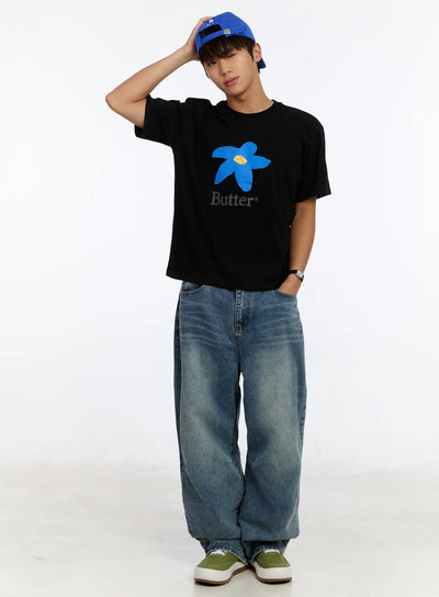 mens-butter-flower-graphic-t-shirt-im530 / Black