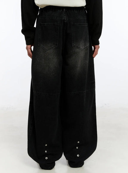 mens-black-washed-wide-leg-jeans-im530 / Black