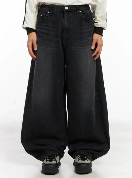 mens-pintuck-wide-leg-jeans-id511 / Black