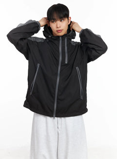 mens-color-block-hoodie-jacket-im516 / Black