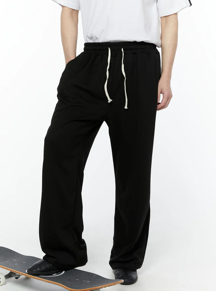 mens-wide-leg-sweatpants-black-iy506 / Black