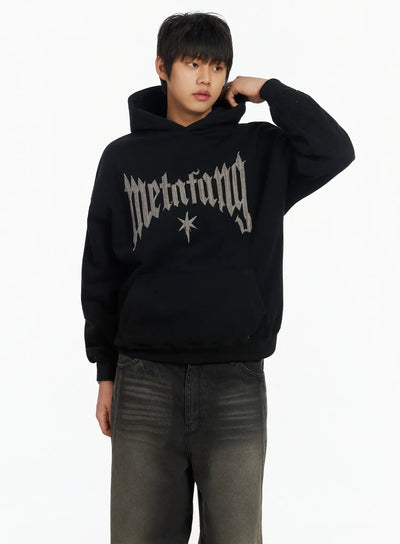 mens-patch-stitch-fleece-hoodie-if503 / Black