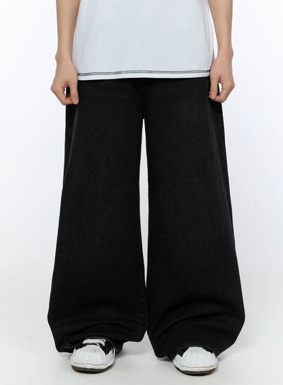 mens-wide-leg-jeans-ia520 / Black