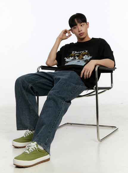 mens-cute-graphic-t-shirt-ia508 / Black