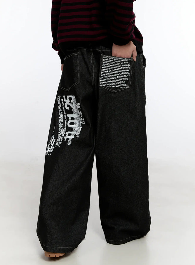 Men's Graphic Jeans (Black) IS529