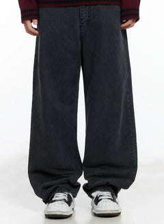 mens-long-straight-fit-jeans-if517 / Black