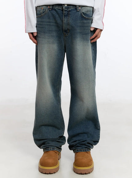 mens-loose-fit-straight-jeans-in528 / Blue
