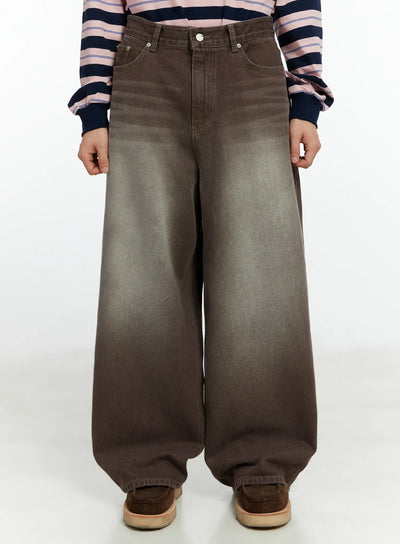 mens-vintage-washed-wide-leg-jeans-if510-1 / Brown