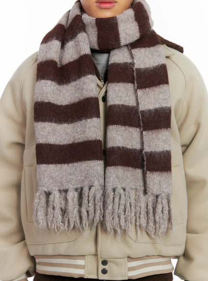 striped-wool-knit-scarf-id511 / Brown