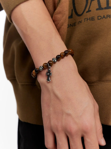 beaded-dangly-pendant-bracelet-io523 / Brown