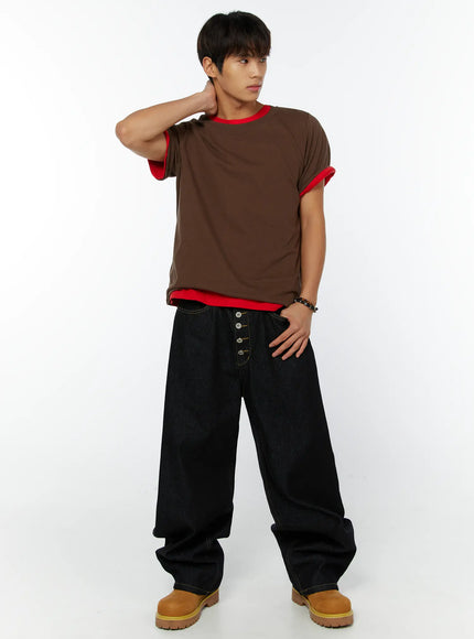 mens-layered-t-shirt-iy508 / Brown