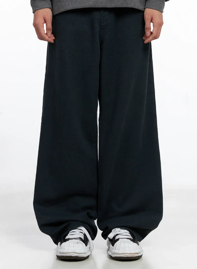 mens-wide-cotton-pants-is519 / Dark blue