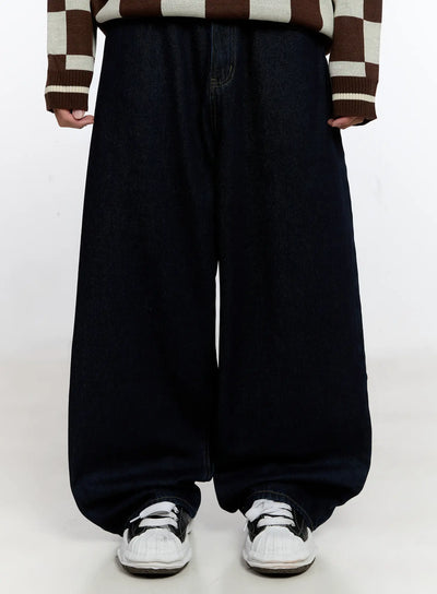 mens-wide-leg-casual-jeans-is530 / Dark blue