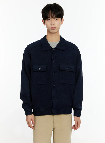 mens-button-up-knit-cardigan-in503 / Dark blue