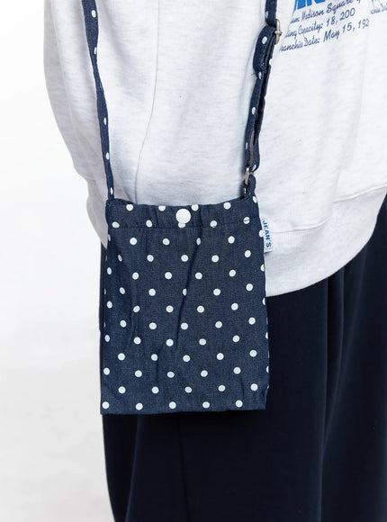 polka-dot-denim-crossbody-bag-io502 / Dark blue