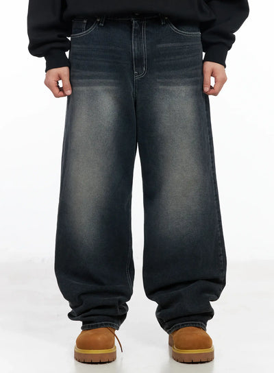 mens-vintage-washed-baggy-jeans-im511 / Dark blue