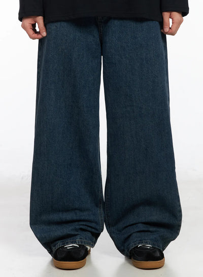 mens-essential-wide-leg-jeans-ia501 / Dark blue