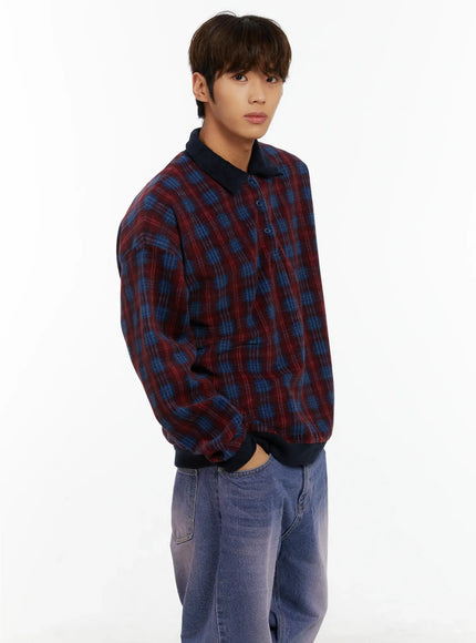 mens-checkered-collar-sweatshirt-id523 / Dark blue