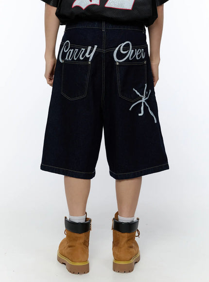 mens-embroidered-graphic-jorts-ia517 / Dark blue